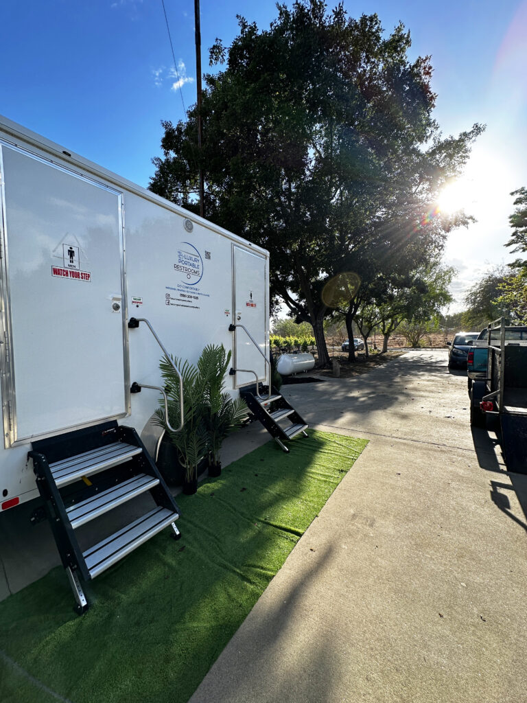 Luxury Portable Restroom Trailers 4-27-2024 Selma CA House Quinceñera 2-Station Setup 2